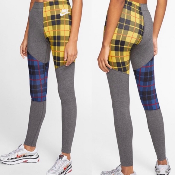 yellow plaid nike leggings